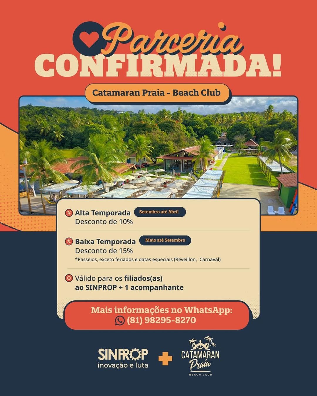 SINPROP anuncia parceria especial com o Catamaran Praia Beach Club para celebrar o Dia dos Professores